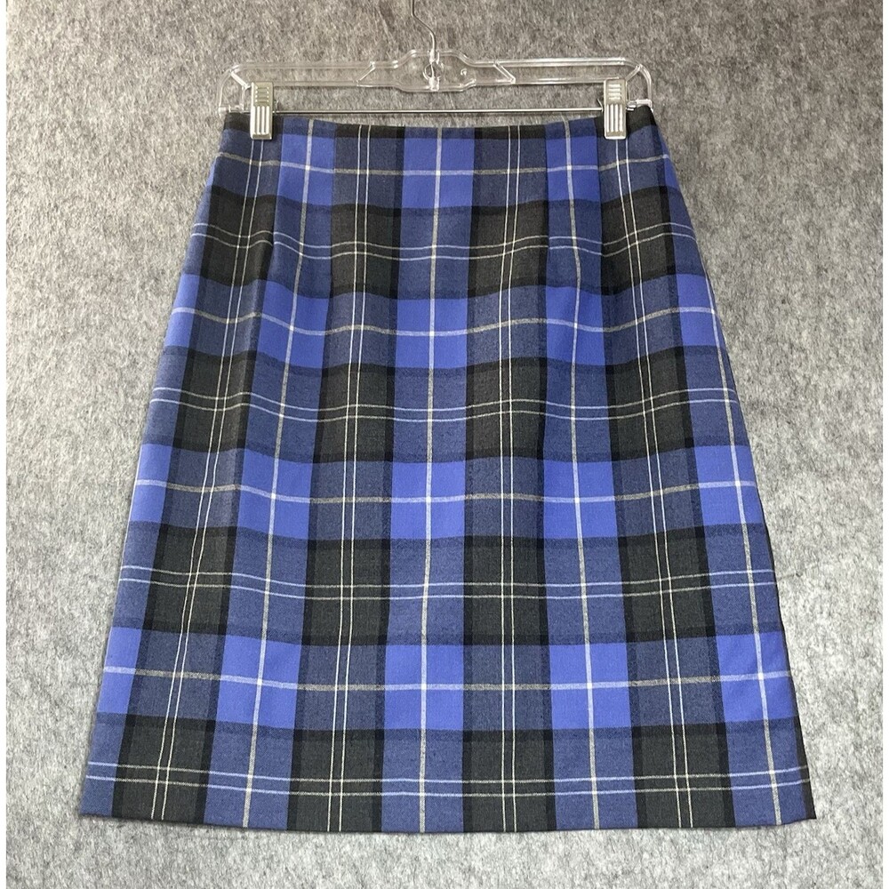 Chadwicks Skirt Womens 6P Blue Plaid Wool Knee Length Classic Preppy Academic PS